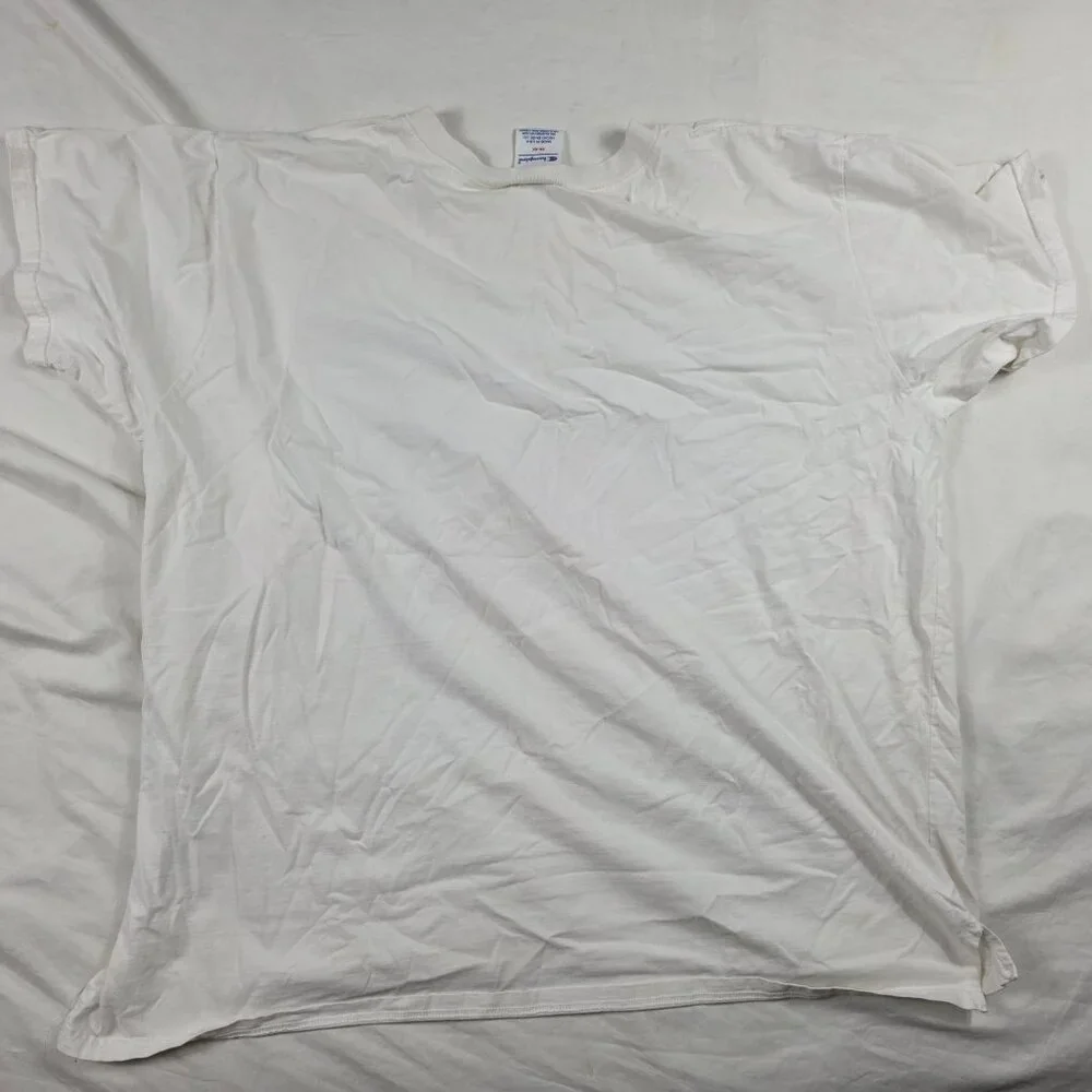 Vintage Champion Mens 3X-4X White Short Sleeve T-Shirt Made in USA Casual - Picture 2 of 12